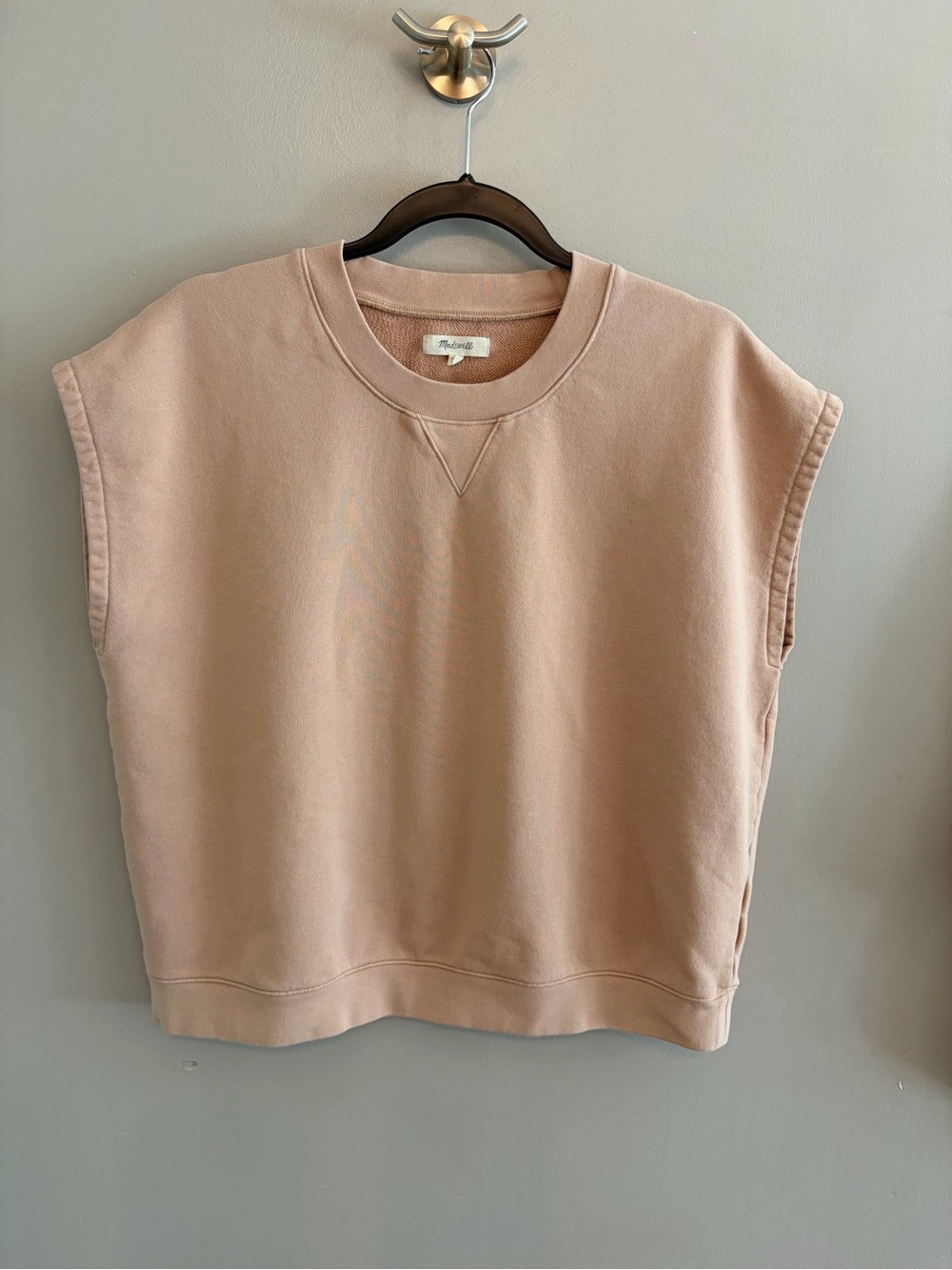 Madewell Sleeveless Sweatshirt SZ L Oversized Relaxed Beachy Coastal Athleisure